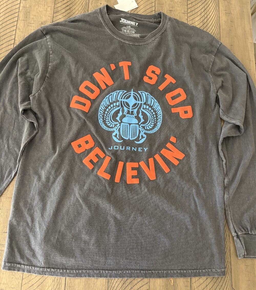 Journey Band Long Sleeve T-Shirt – Charcoal – Don't Stop Believin' Large
